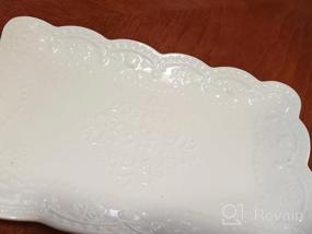 img 7 attached to Jusalpha® White Rectangle Embossed Lace Plate-1 Piece (10 Inches, White)