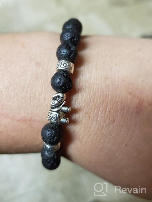 img 1 attached to 🧘 Chakra Bracelet - Elephants Gifts for Women and Men - Natural 8mm Lava Rock Bead Stress Relief Yoga Bracelet - Aromatherapy Essential Oil Diffuser Bracelet for Women, Girls review by Dean Pascual