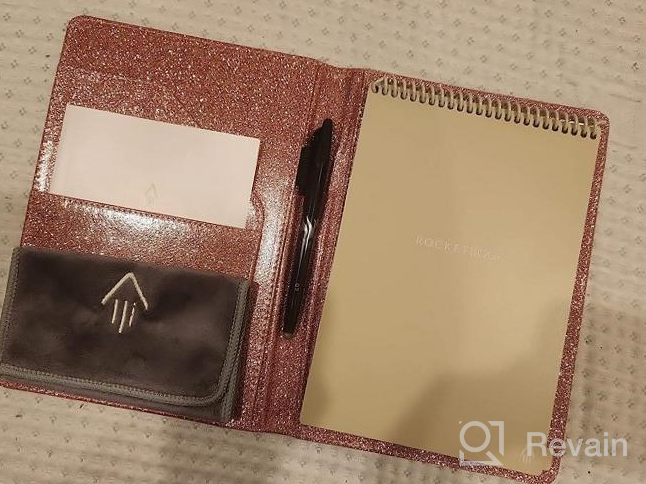 img 1 attached to A5 Padfolio Resume Portfolio Folder, Interview/Legal Document Organizer & Business Card Holder - Piano Noir Faux Leather Matte Finish With Accent Stitching And Glitter Rose Gold review by Cameron Badoni