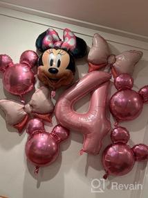 img 5 attached to Воздушные шары из алюминиевой фольги с розовым бантом для детского душа, свадьбы, украшения для детской тематической вечеринки - 6 шт. Воздушные шары на день рождения с мышью