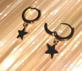 img 7 attached to Sterling Silver Huggie Hoop Earrings with Spike Star Ear Cuff - Delicate & Minimalist Earrings