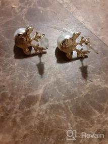 img 6 attached to 🦌 ROSTIVO Christmas Earrings: Cute Pearl Antler Studs for Women & Teen Girls (Gold)