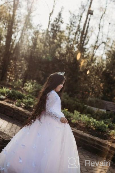 img 1 attached to Lovely Abaowedding Flower Girl Prom Gown with Elegant Long Lace Sleeves review by Jessica Rodriguez