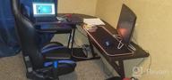img 1 attached to Ivinta L-Shaped Corner Desk For Gamers With Keyboard Tray - Brown Wood review by David Padilla