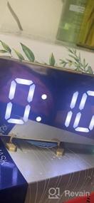 img 7 attached to Цифровые часы для тех, кто крепко спит - 8,7-дюймовый зеркальный светодиодный дисплей, громкий будильник и 7-уровневый диммер, режим повтора, два порта USB | Современные настольные часы для гостиной, спальни, домашнего офиса
