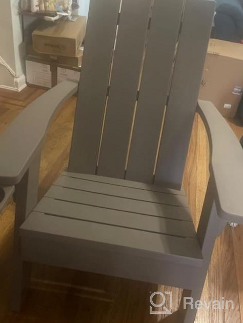 img 1 attached to FRUITEAM Taupe Adirondack Chair With Cup Holder - Weather-Resistant Outdoor Fire Pit And Patio Chair For Yard, Deck, Garden, And Lawn - Ergonomic Lounge Chair With 350Lbs Weight Capacity review by Douglas Norton