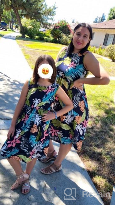 img 1 attached to Adorable Sleeveless Hawaiian Monstera Dresses for Matching Mother-Daughter Outfits review by Samik Drusky