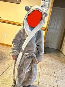 img 5 attached to Hooded Herringbone Boy's Soft Spa Kimono 👦 Long Robe, Kids Comfy Sleepwear Bathrobe in Fleece Material
