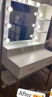 img 1 attached to Tribesigns Vanity Table Set With Lighted Mirror & Stool, Makeup Vanity Dressing Table With 9 Lights, 2 Drawers And Storage Shelves For Bedroom, Gold Vanity Desk For Women Girls (White) review by David Epps