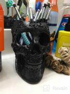img 1 attached to Skull Makeup Brush, Candy Bowl & Pen Holder, Bowl, Spooky Goth Decorations, Extra Large, Strong Resin, Skeleton Skulls And Bones Organizer Bathroom Decor By Gute - Holiday Christmas Gifts (White) review by Brent Doolan