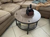img 1 attached to Rustic Small Round Coffee Table With Storage, Wood Surface Top And Metal Legs, 2-Tier Shelf, Ideal For Living Room, Space-Saving Design In Brown review by Amy Weaver