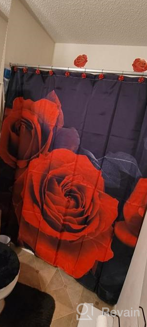 img 1 attached to Red Rose Shower Curtain With Hooks, 72" W X 72" H - Floral Flower Decorative Bathroom Curtain For Valentine'S Day Gift review by Steve Waldbillig