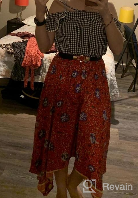 img 1 attached to Hibluco Women'S Midi Skirt High Waist Asymmetrical Floral Skirt Boho Skirts review by John Kahsar