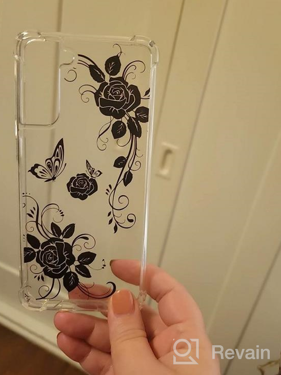 img 1 attached to Samsung Galaxy S21 2021 Shockproof Series Hard PC+ TPU Bumper Yellow-Resistant Protective Cover Cutebe Cute Clear Crystal Case - White Floral Design For Women,Girls review by Rory Kelley