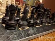 img 1 attached to 15" Handmade Marble Chess Set - Staunton & Ambassador Gift Style - Black/Fossil Coral review by Demetrius Holt