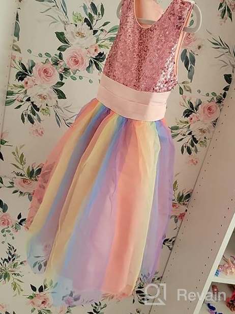 img 1 attached to Sequin Rainbow Tulle Princess Lace Ball Gown Flower Girl Party Dress Prom review by Rebecca Guerra