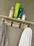 img 1 attached to Pinewood Wall Mounted Entryway Shelf Coat Rack With 4 Metal Hooks For Mudroom, Kitchen, Bathroom - Sageme Floating Rustic Hanging Storage Organizer review by Dexter Pullen