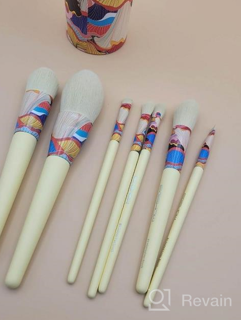 img 1 attached to 7-Piece Eco-Friendly Makeup Brush Set With 2 Cup Box For Flawless Face And Eye Looks - Vegan And Cruelty-Free Synthetic Bristles review by Jason Rawls