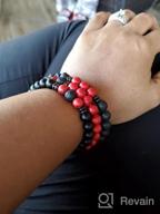 img 1 attached to Matte Lava Rock Volcanic Stone Beaded Bracelet For Men, Women - Elegant Stretch Fashion Jewelry From MengPa review by James Newbill