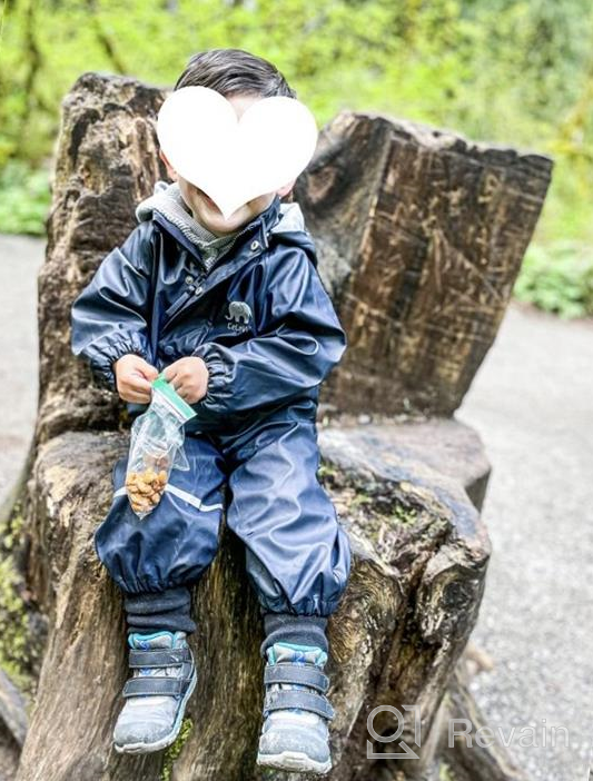 img 1 attached to 🌧️ CeLaVi Toddler Boys' Waterproof Reflective Rainsuit Clothing review by Marcus Britton