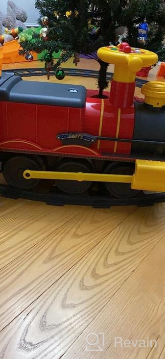 img 1 attached to Rollplay Electric Train Ride On For Kids Featuring Real Cold Water Steam, 22 Track Pieces, Detachable Caboose, Working Headlights And Sounds, With A Top Speed Of 1 MPH, Red review by John Munajj