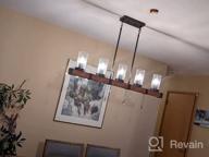 img 1 attached to Rustic Farmhouse Cage Chandelier 5 Lights 42" Linear Industrial Kitchen Island Pool Table Pendant Lighting Vintage Edison Ceiling Light Fixture Brown & Black (C0073) review by Steve Linquist
