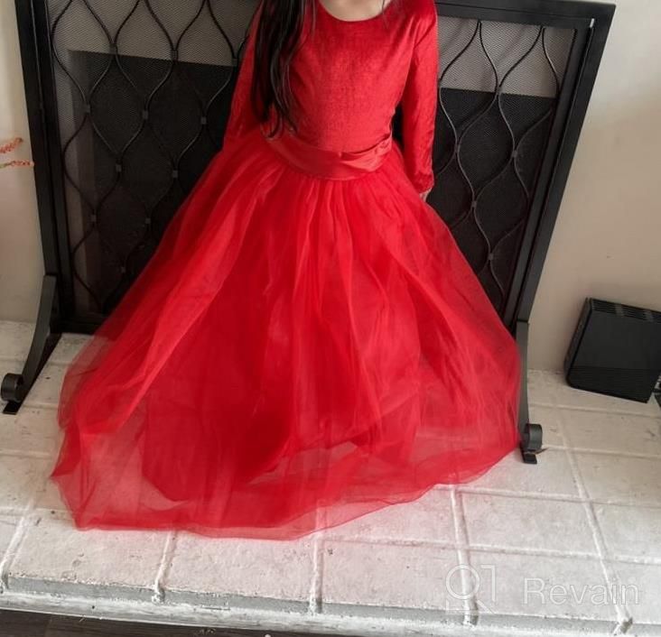 img 1 attached to Girls Velvet Long Dress Winter Fall Maxi Gown 3/4 Sleeve Princess Party Dresses review by Jay Chowdhury