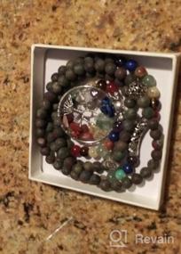 img 6 attached to Браслет Мала с 7 чакрами и драгоценным камнем для йоги, медитации и молитвы - ожерелье Bivei Real Healing Beads