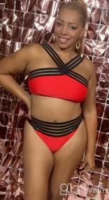 img 6 attached to Get Beach-Ready With Hilor Women'S Front-Crossover Two-Piece Swimsuit: Striking Stripes, Sexy Hollow Detail, And High Waist Bikini Design