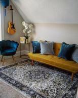 img 1 attached to 🪑 Kmax Living Room Chair: Mid Century Modern Retro Velvet Accent Chair with Golden Metal Legs - Blue Green review by Ron Damndjperiod