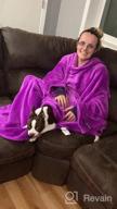 img 1 attached to Extra Large Cozy Wearable Blanket With Sleeves For Women Men, Warm TV Throw With Hook And Loop Fastener & Elastic Cuffs (Blue, 55.1" X 78.7") review by Gordo Prince