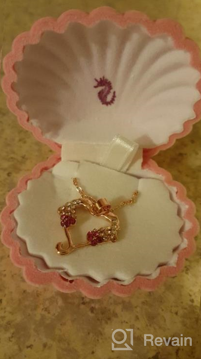 img 1 attached to 🦄 Exquisite Girl's Seahorse 18K Rose Gold Heart Pendant: Pink & White Crystals in Shell Box, 18" Chain - With Inspirational Bookmark! review by Abdulkarim Sugge