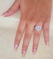 img 1 attached to Sterling Silver Halo Wedding Rings Set W/ Purple Heart CZ - Size 4-10 | BERRICLE review by Kathy Jones