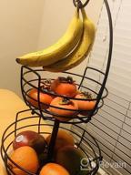 img 1 attached to 2 Tier Bronze Fruit Basket Bowl With Banana Hanger For Kitchen Countertop, Portable & Detachable Vegetable Storage Holder Display Stand review by Nap Olivas