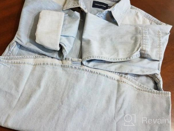 img 1 attached to Calvin Klein Boys' XL (18/20) Denim Button-Down Shirt with Functional Chest Pocket in Bleachout review by Amador Buckenmeyer