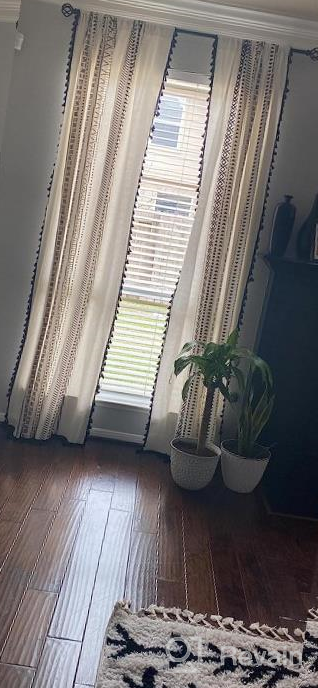 img 1 attached to Boho Cotton Linen Tassel Curtains For Bedroom, Geometric Semi-Blackout Print Farmhouse Bohemian Window Drapes With Rod Pocket For Living Room - ARTBECK (1 Panel) review by Thomas Drew