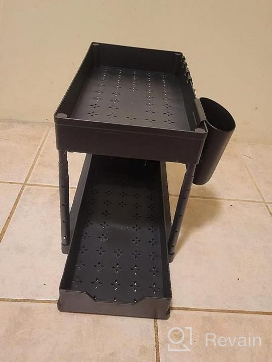 img 1 attached to Maximize Under Sink Space: 2 Tier Stretchable Organizer With Over The Door Storage review by Jay Buford