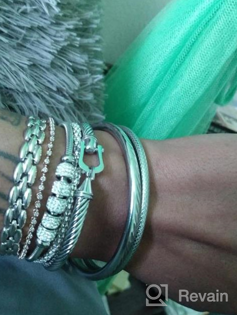 img 1 attached to 💎 Dorriss Buckle Bangle Cable Wire Bracelets - Fashionable Jewelry Gifts for Women, Best Friends, and Sisters review by Jennifer Ford