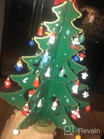 img 6 attached to BestPysanky Деревянная настольная рождественская елка с 32 миниатюрными рождественскими украшениями в немецком стиле высотой 12,5 дюймов