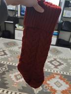 img 1 attached to Set Of 3 Large Cable Knit Christmas Stockings With Name Tags - Classic Burgundy Red, Ivory White, And Green Chunky Hand Stockings - 18 Inches review by Mack Douglas