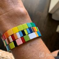 img 1 attached to Colorful Tile Bracelets: Enamel Stretch Beads For Bohemian Women review by Shawn Mcfee