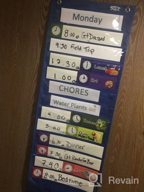 img 1 attached to Daily Schedule Pocket Chart， Class Schedule With 26 Cards, 13+1 Pockets. 13 Colored + 13 Blank Double-Sided Reusable Cards, Easy Over-Door Mountings Included. (13” X 36”) review by Mike West