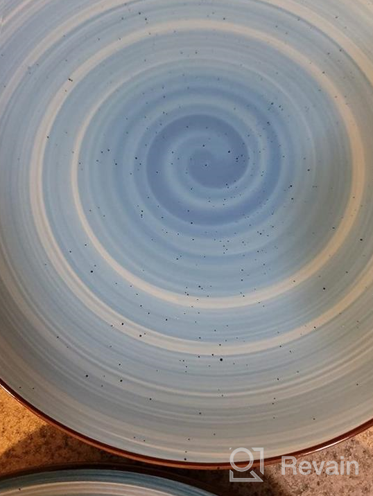 img 1 attached to Set Of 6 Large Ceramic Dinner Plates, 10 Inch Porcelain Serving Plate For Salad, Pizza, Steak And Pasta - Dishwasher And Microwave Safe Assorted Warm Colors By KitchenTour review by Amber Blackwell