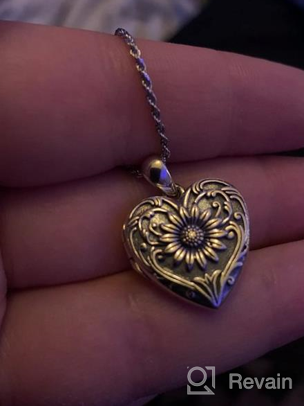 img 1 attached to Keep Your Loved Ones Close With SOULMEET Heart-Shaped Sunflower Locket Necklace - Customizable Sterling Silver/Gold Jewelry With Picture Holder review by Dick Grayson