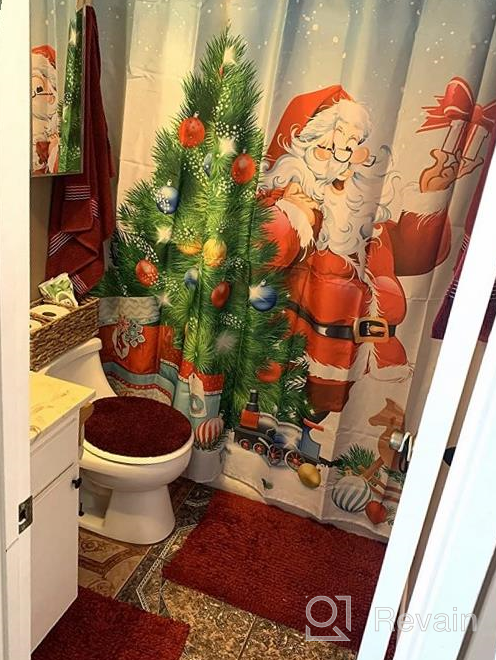 img 1 attached to Winter Wonderland In Your Bathroom With LIVILAN Christmas Shower Curtain – Snowy Reindeer And Xmas Joy For The Holiday Season! review by Sean Moran