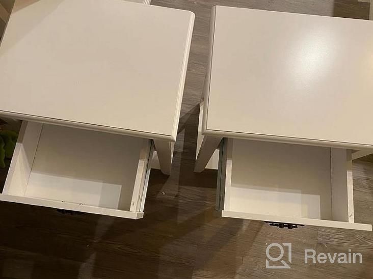 img 1 attached to Set Of 2 VECELO Nightstands - Vintage Accent Furniture For Living Room And Bedroom, Space-Saving End/Side Tables With One Drawer, Solid Wood Legs In White review by Andrew Grimes