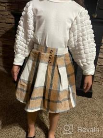 img 7 attached to Trendy Fall/Winter Outfit For Toddler Girls: Puff Sleeve Tops And Plaid Mini Skirts 2-Piece Set By DONWEN