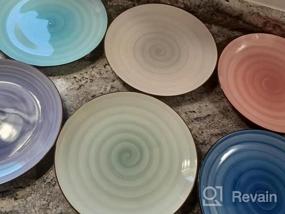 img 6 attached to Set Of 6 KitchenTour Large Ceramic Plates - Dishwasher And Microwave Safe, Perfect For Serving Salads, Desserts, Pizza, Steak And Pasta In Assorted Cool Colors