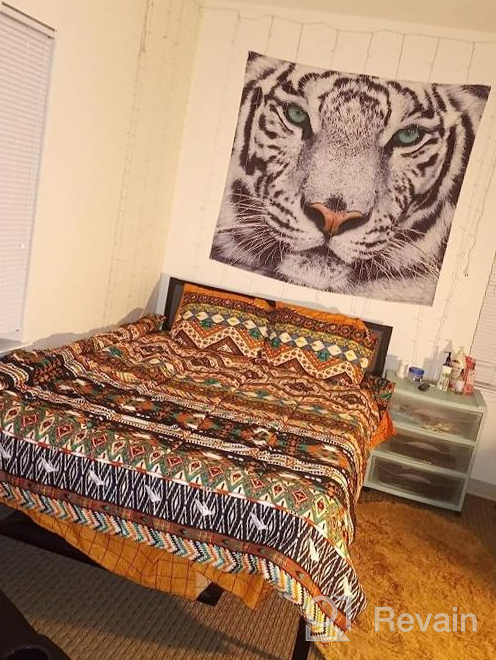 img 1 attached to Experience Chic Comfort With Flysheep'S Boho Bedding Set - 7 Pieces Queen Size Fit, Tribal Striped Prints, And Reversible Comforter review by Paul Rogger