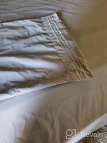 img 8 attached to EASELAND Комплект постельного белья из египетского хлопка с глубоким карманом 18 дюймов - Классические темно-серые простыни с наволочками - Комплект из 4 хлопковых простыней
